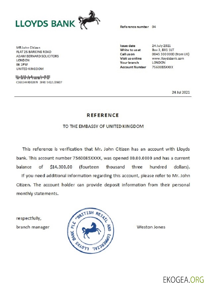 Royaume , Uni , Lloyds Bank , reference